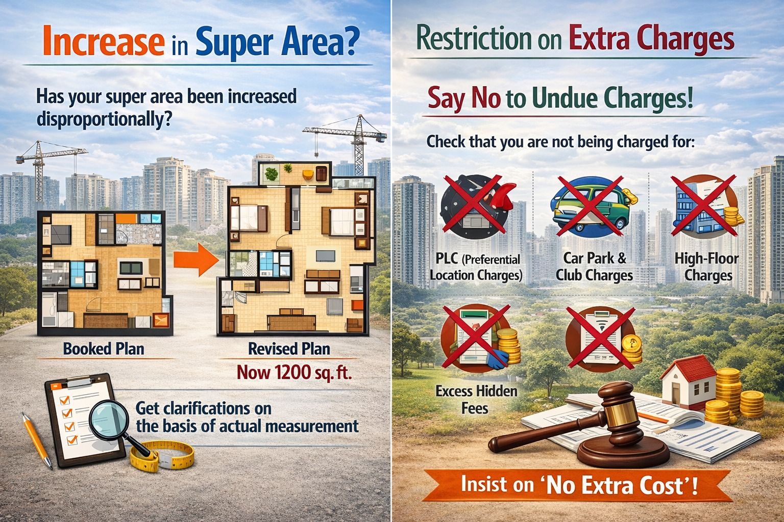 Increase in Super Area and Restriction on Extra Charges